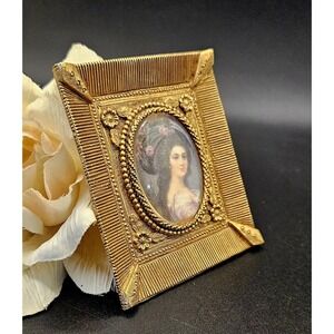 Vintage Florenza Miniature Portrait Ornate Framed 3 X3